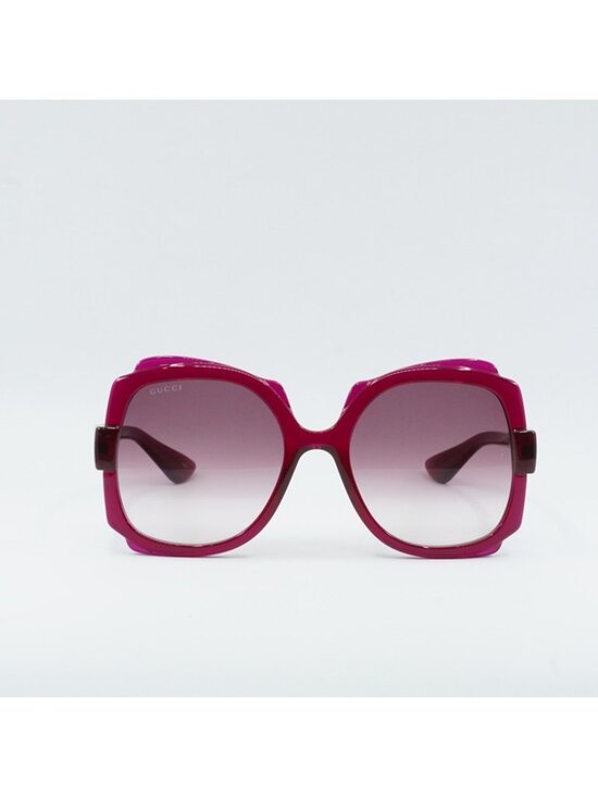 Gucci GG1431S 003 Sunglasses Transparent Dark Cyclamen Square Frame
